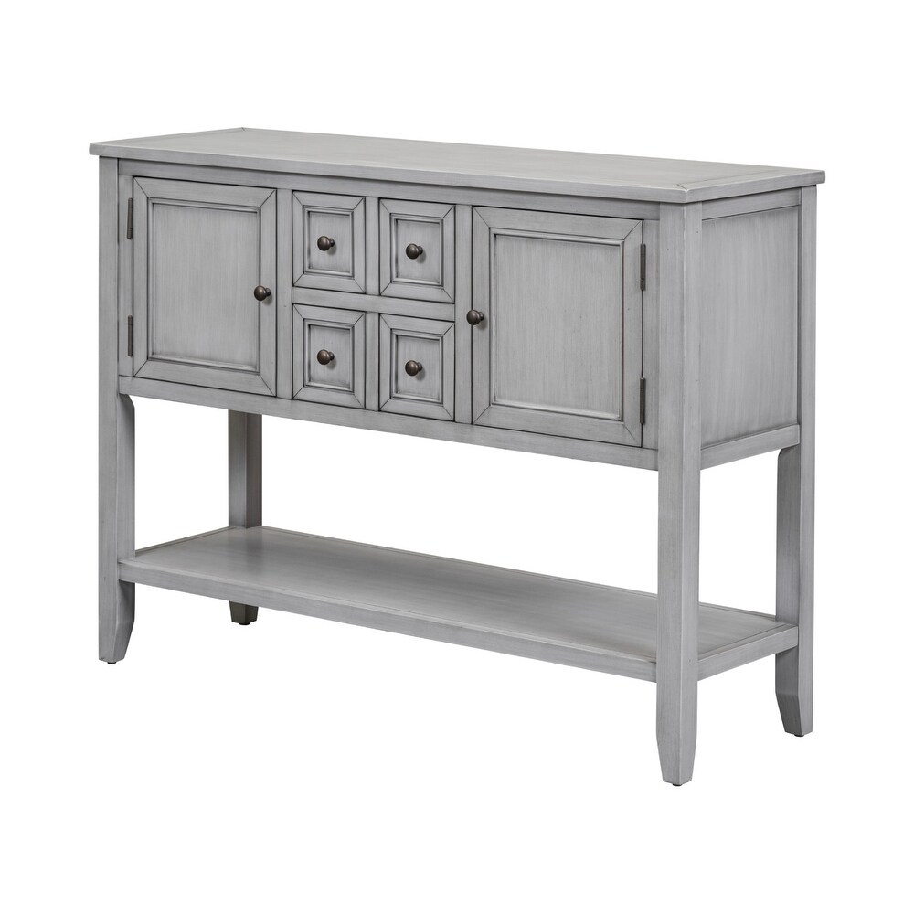 Antique Gray Console Table Sideboard Storage Cabinet with 4 Drawers