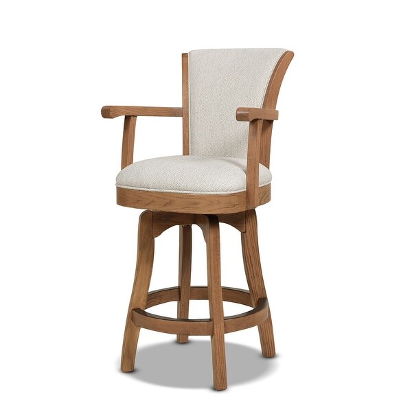 Williams Oak Wood Swivel Bar Stool and Counter Stool with Armrests