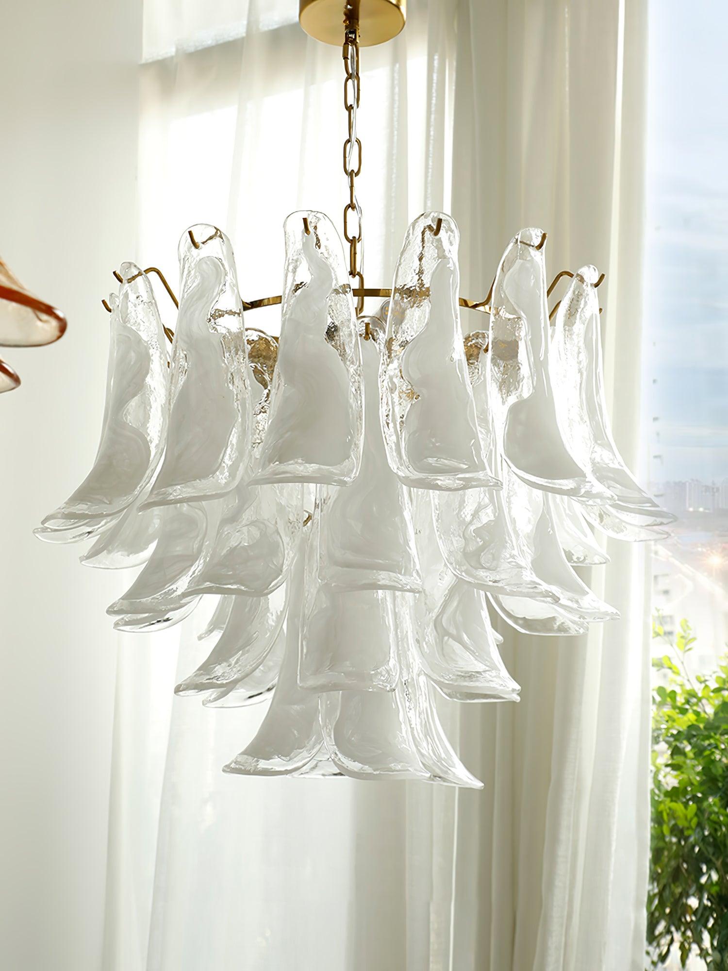 Glass Leaf Cascade Chandelier