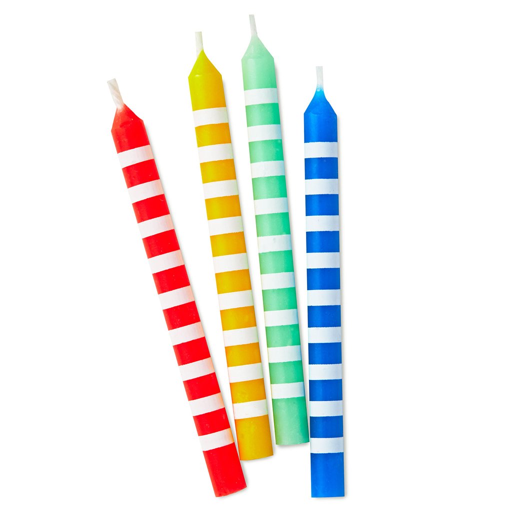 Hallmark  Colorful Striped Birthday Candles, Set of 16