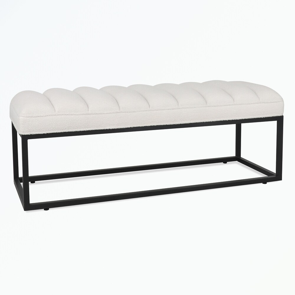 Metal Base Upholstered Bench for Bedroom and Entryway