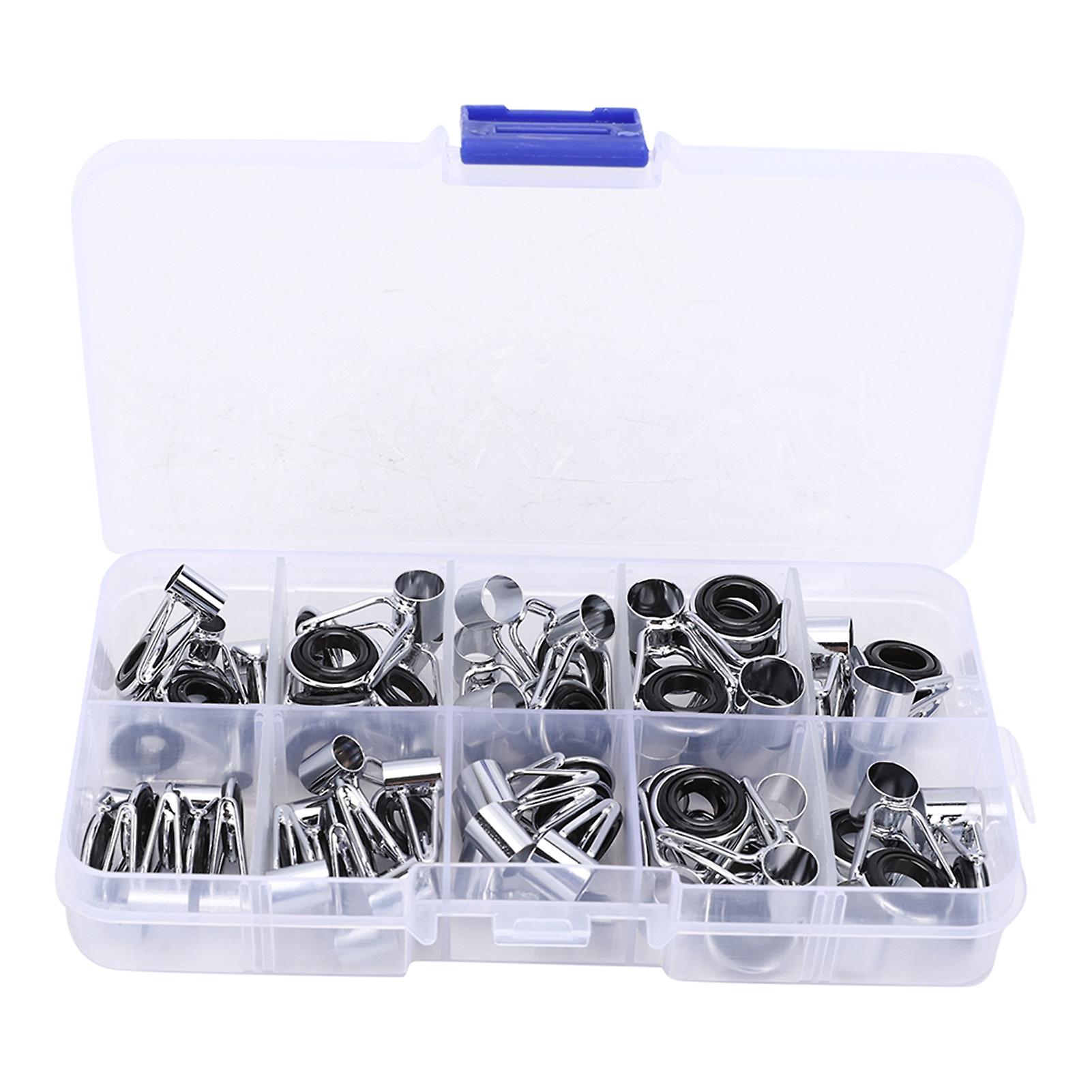 45pcs 9size Stainless Steel Ceramics Fishing Rod Pole Guide Ring Set Accessory