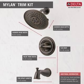 Delta Mylan Single-Handle 3-Spray Tub and Shower Faucet with H2Okinetic in Venetian Bronze (Valve Included) 144777-RB