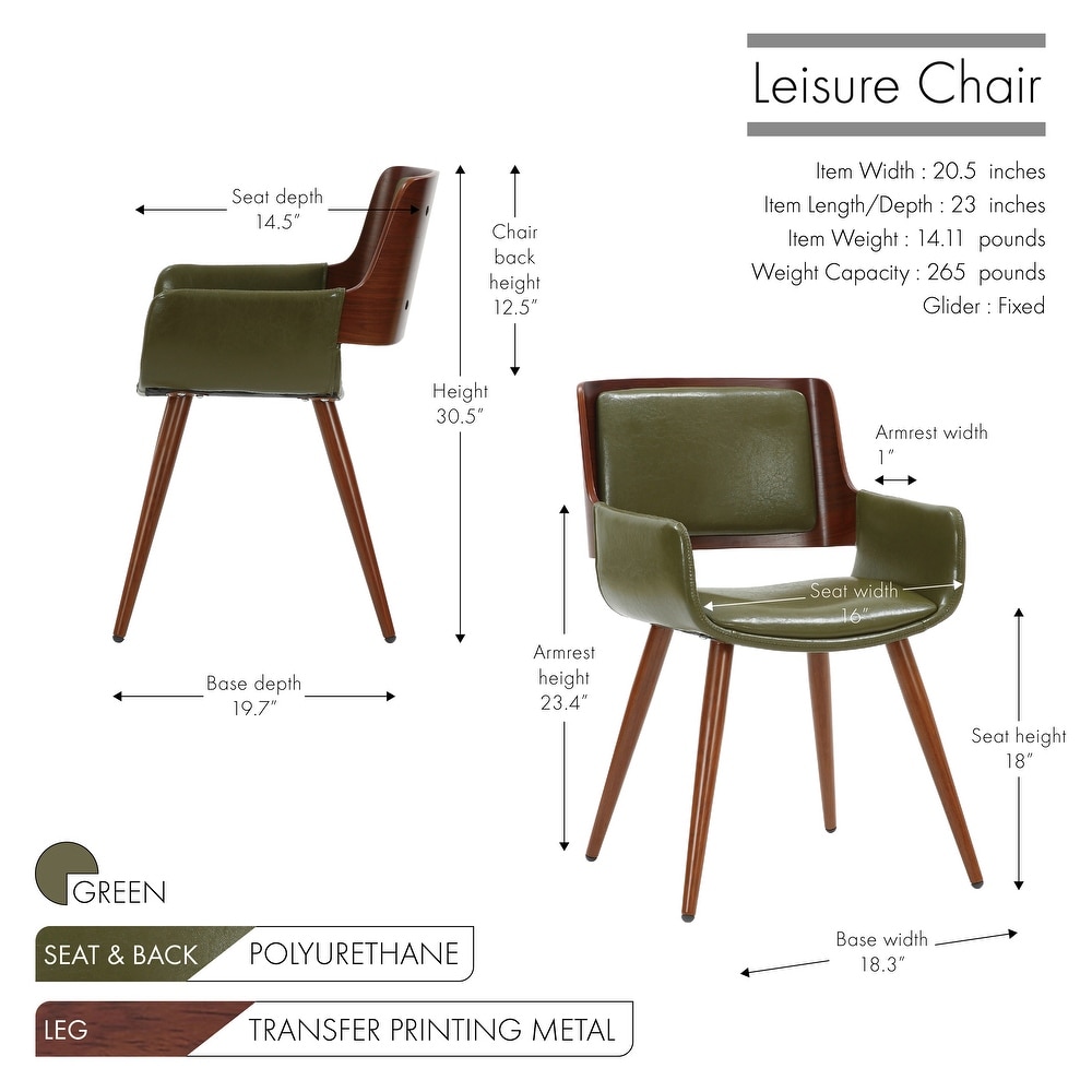 Carson Carrington Kjerringvag Leisure Dining Chair  PU Leather  Metal Legs with Wood Finish