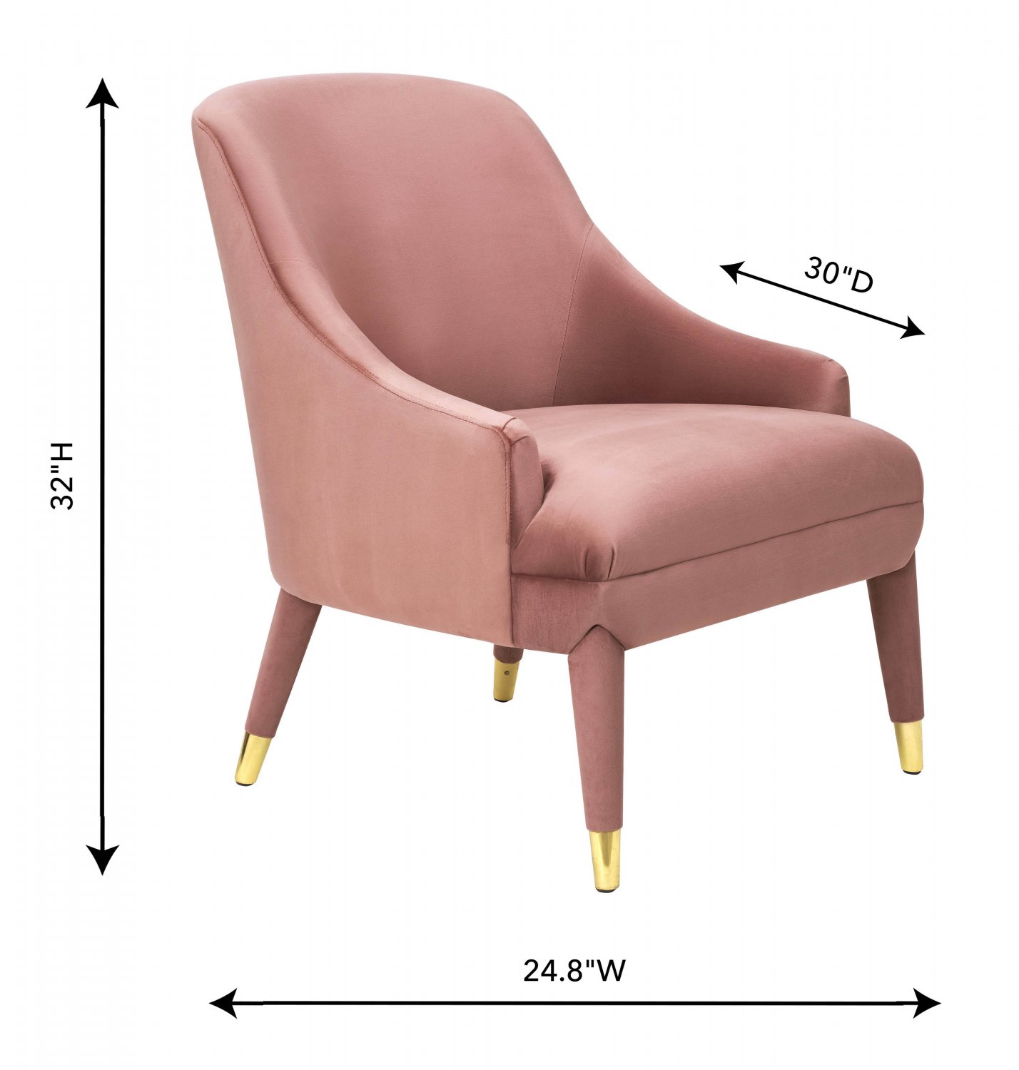 TOV Furniture Orchid Velvet Chair with Gold Tipped Legs