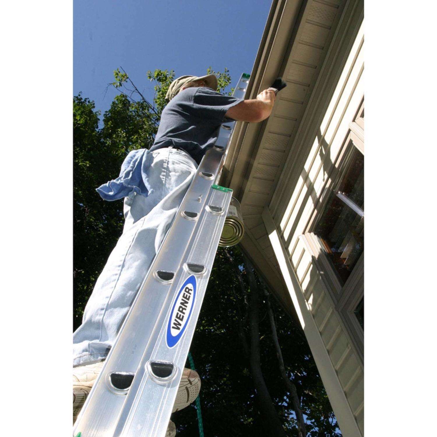 Werner 24 ft. H Aluminum Extension Ladder Type II 225 lb. capacity