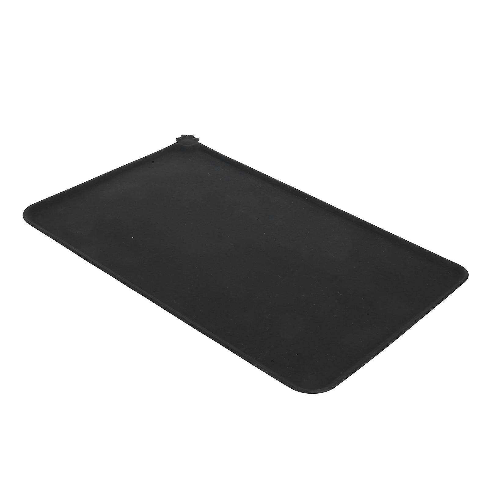 Silicone Pet Feeding Mat， Durable Waterproof Dog Cat Food Mats Non Slip Protects Floors Placemats For Water Bowl (1.5  11.6 Inch)[black]