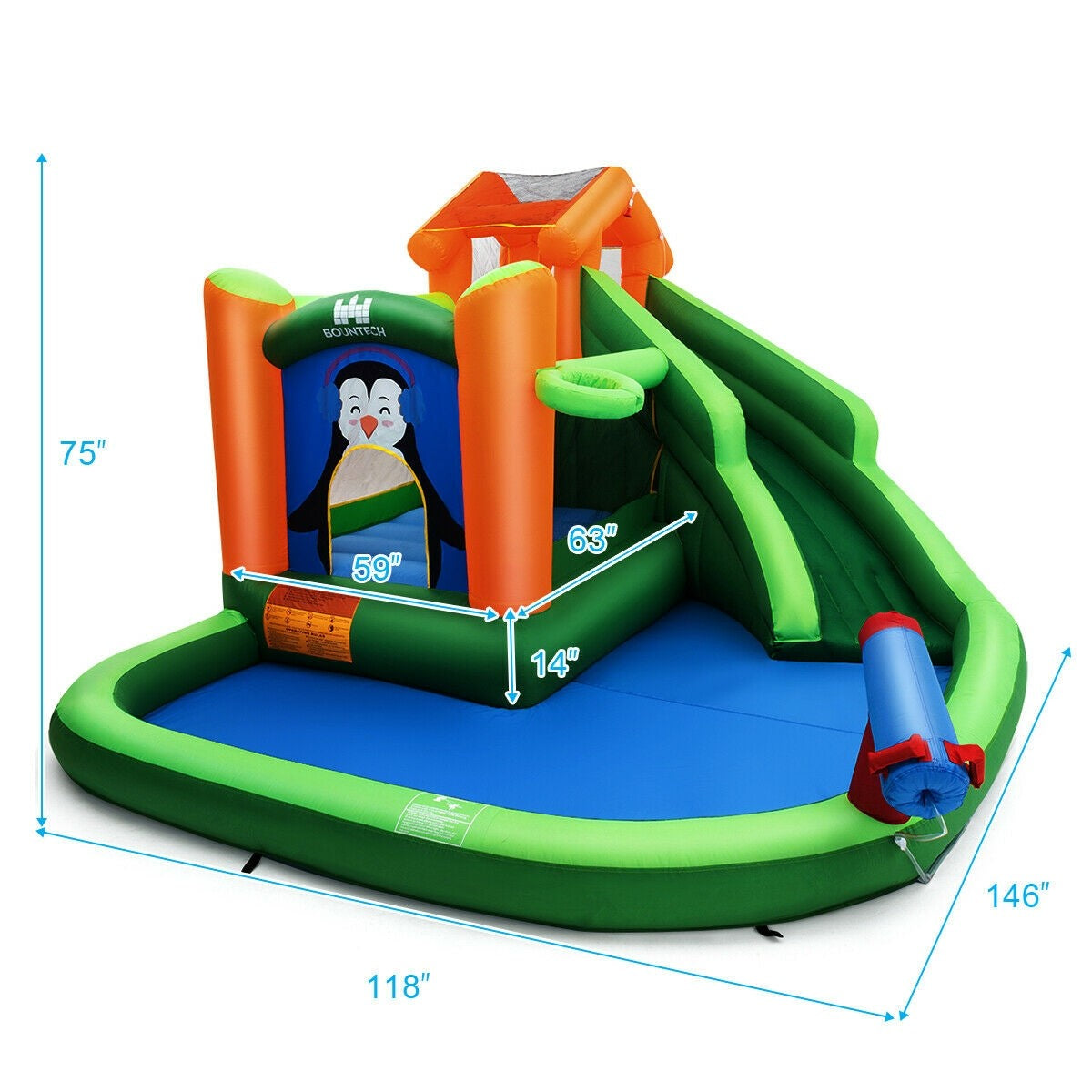 Costzon Inflatable Water Slide | 6 in 1 Jumping Bounce House w/ Climbing Wall for Kids Backyard