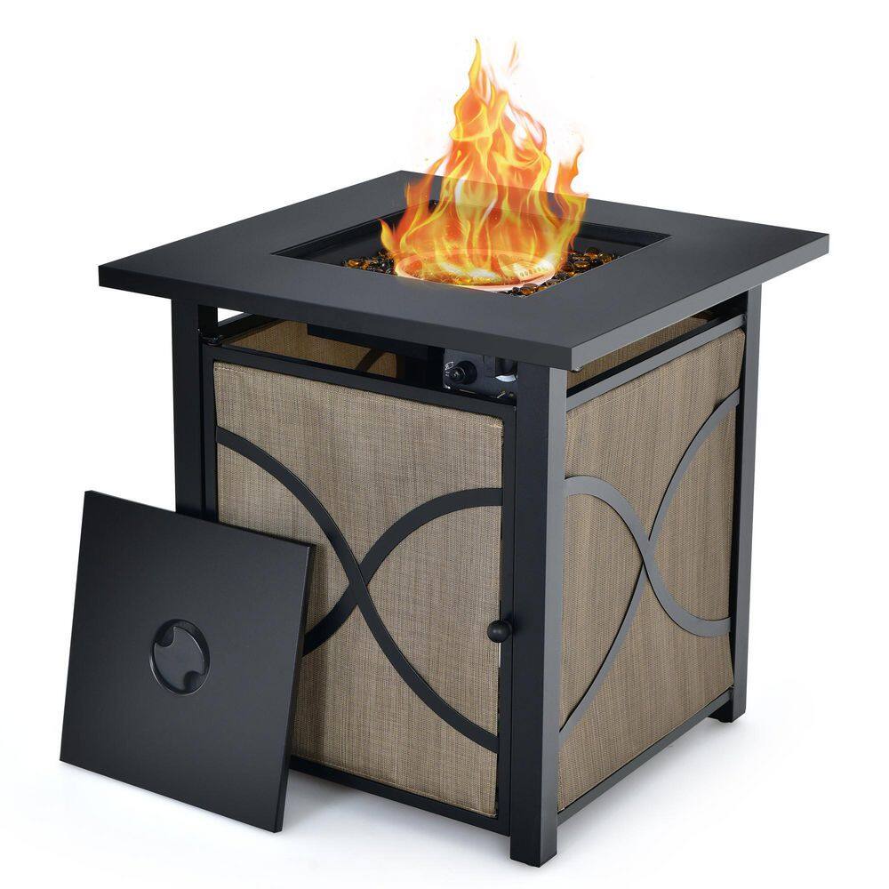 HONEY JOY 25 in. Square Metal Propane Outdoor Fire Pit Table 40000 BTU Gas Patio Firetable for Backyard Garden Deck TOPB005480