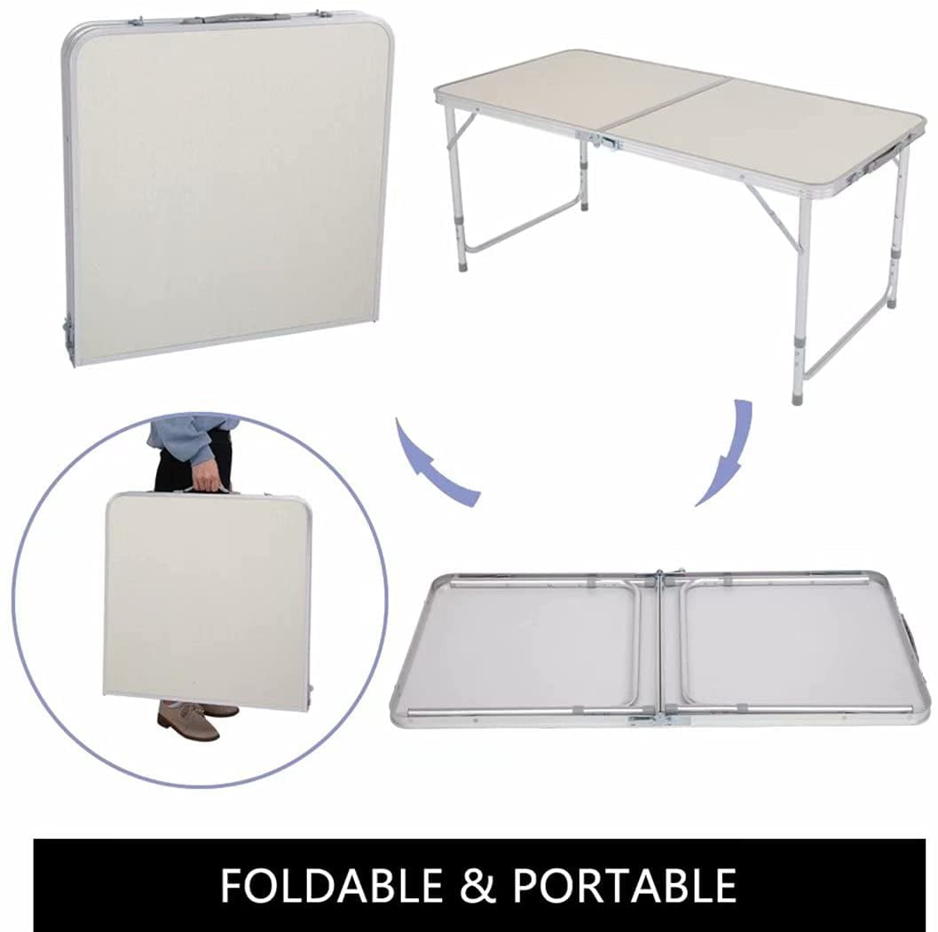 [2 DAY Delivery] 4ft Plastic Folding Table， Indoor Outdoor Heavy Duty Portable w/ Handle， Lock for Picnic， Camping