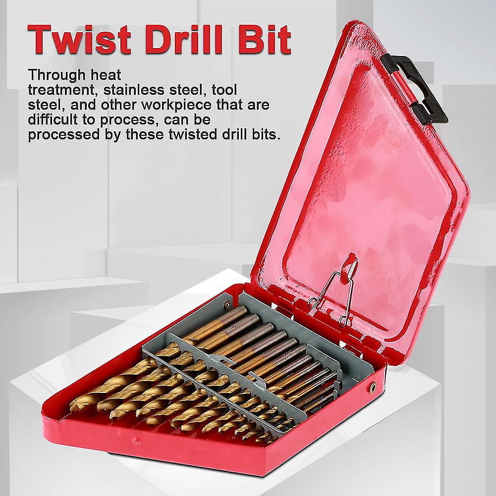 13Pcs 1.5-6.5mm High Speed Steel Twist Drill Bits Set Tool with Round Handle with Red Iron Box