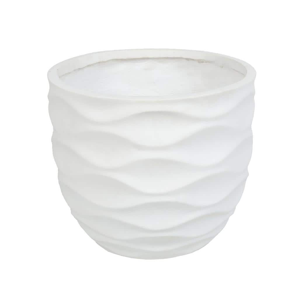 Luxen Home White Wavy Design MgO Planter Large WHPL634