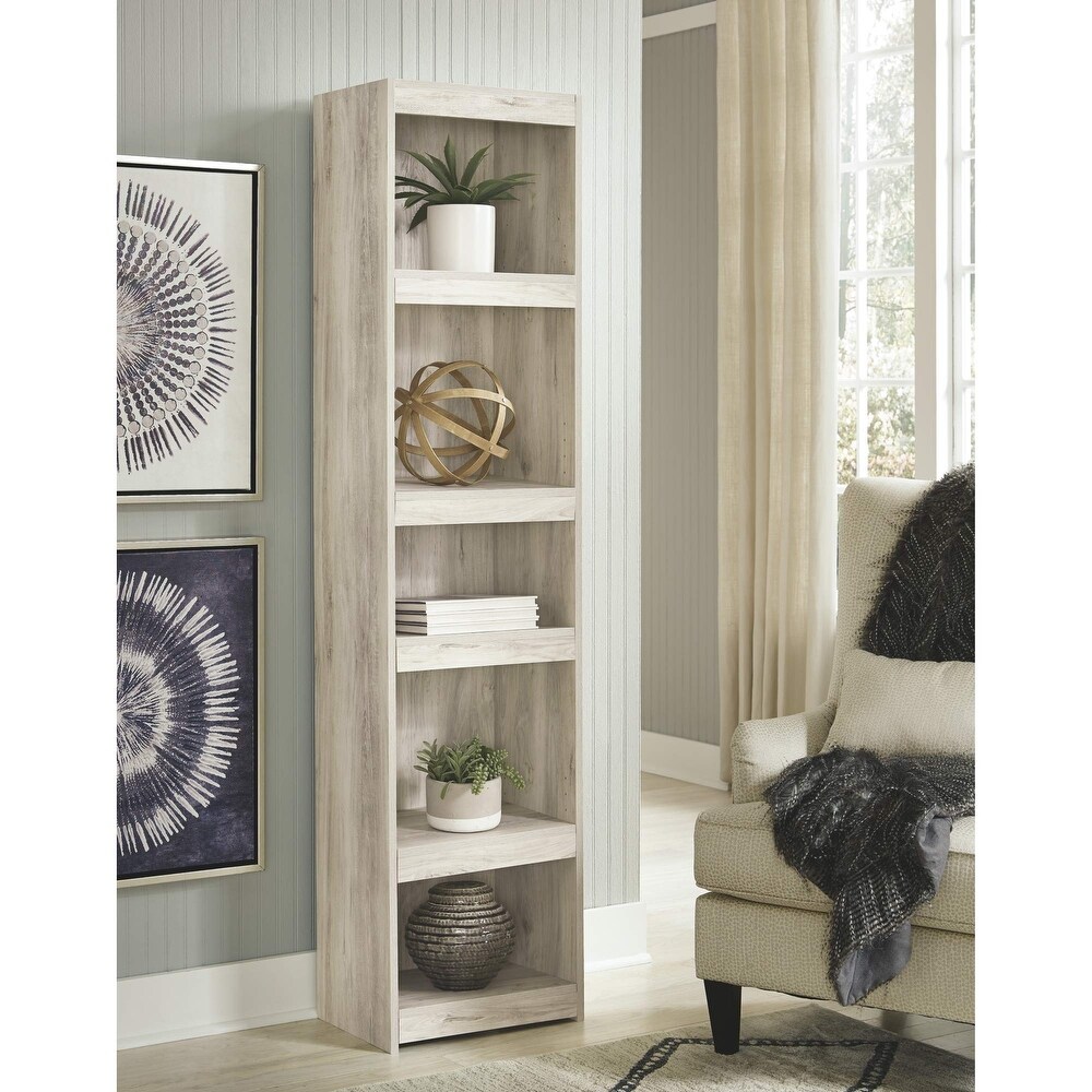 Design by Ashley Bellaby Farmhouse Pier Bookcase with 3 Adjustable Shelves  Cream  16\