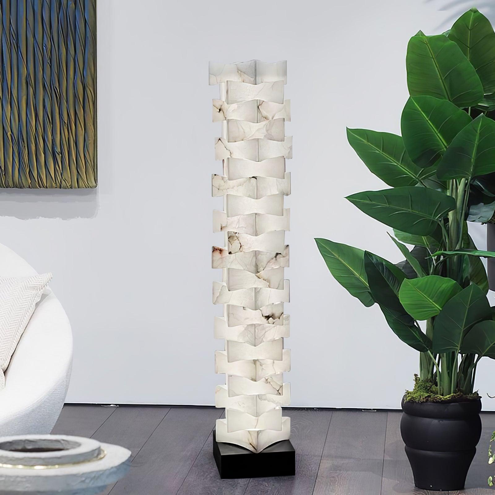 Stacked Alabaster Squares Floor Lamp