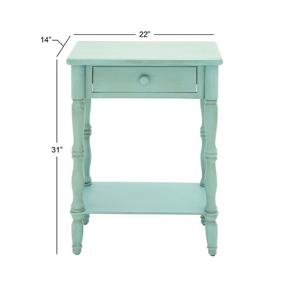 Blue MDF Farmhouse Accent Table 31 x 22 x 14