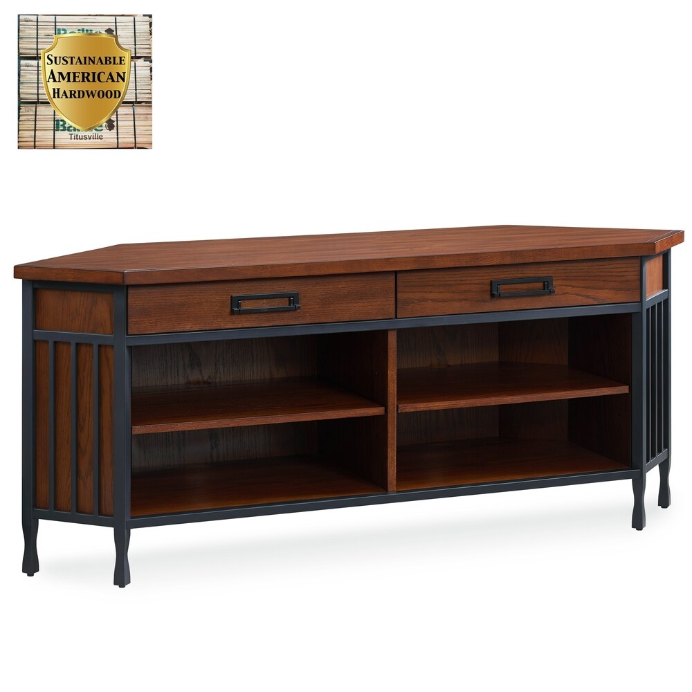 Copper Grove Backan Metal and Wood Corner TV Console