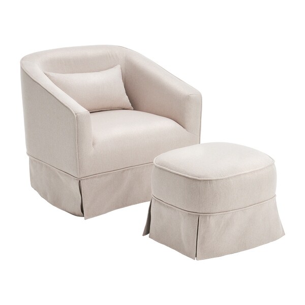 Swivel Barrel Chair With Ottoman，Swivel Accent Chairs Armchair for Living Room