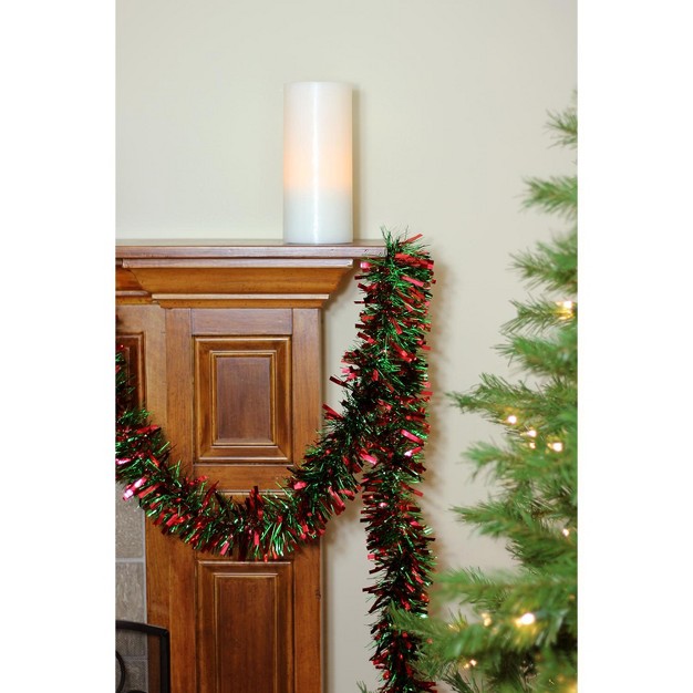 Unlit Red green Wide Cut Tinsel Christmas Garland