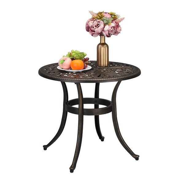 23.6inch Round Side Table，Garden Cast Aluminum Table