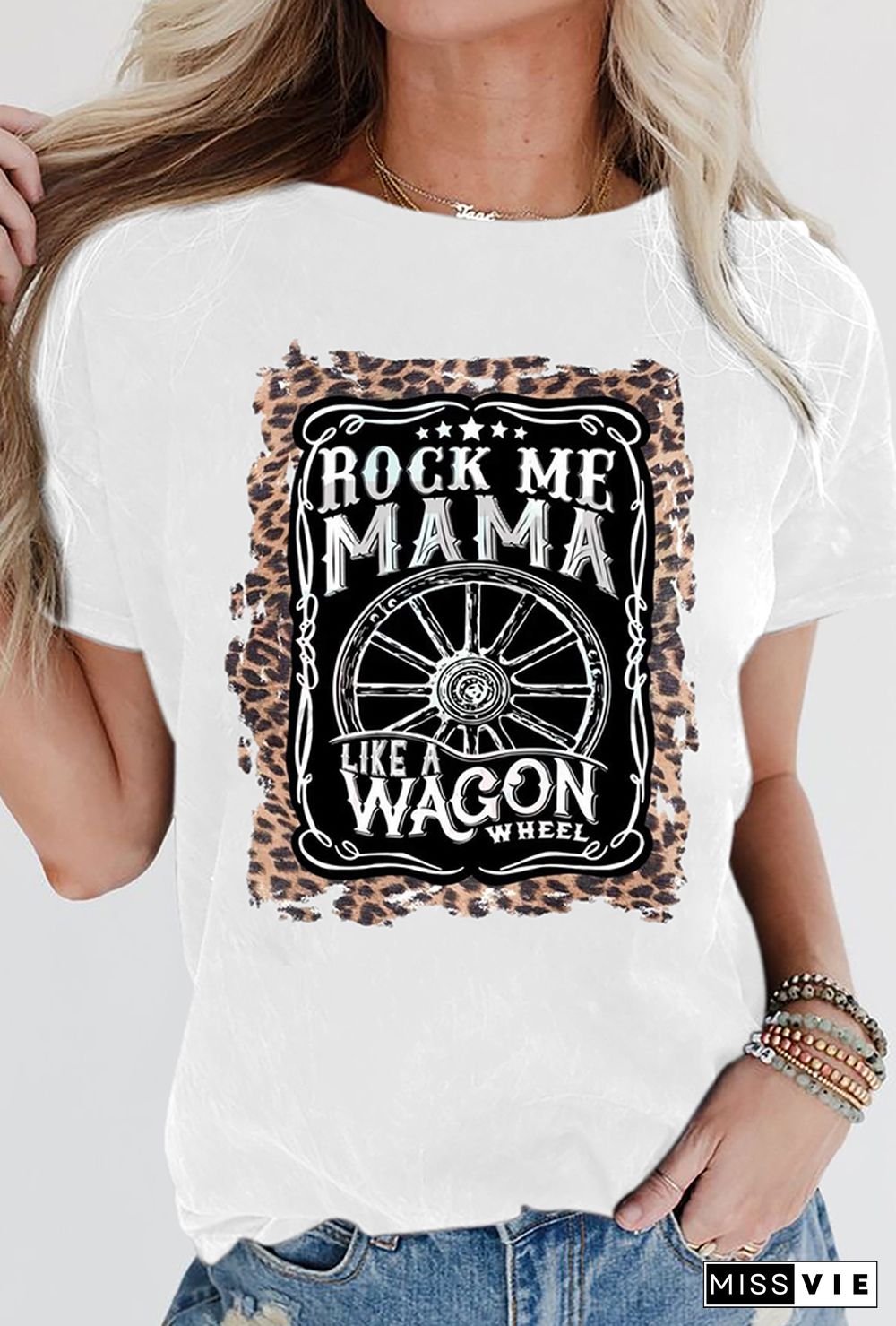 Rock Me MaMa Printed Tees for Women Wholesale Short Sleeve T shirts Top