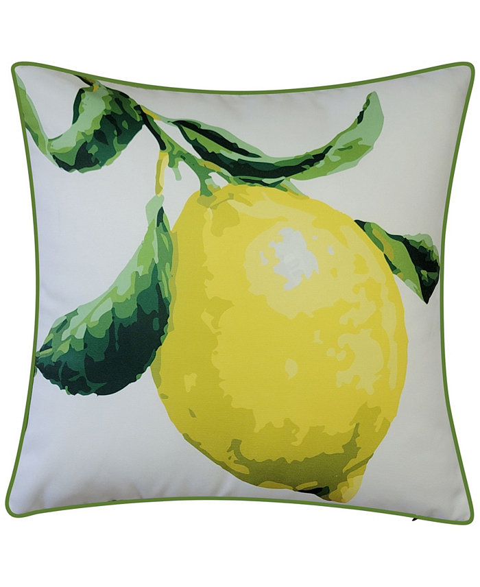 Edie@Home NYBG Indoor， Outdoor Oversized Lemon Print Decorative Pillow， 20 x 20