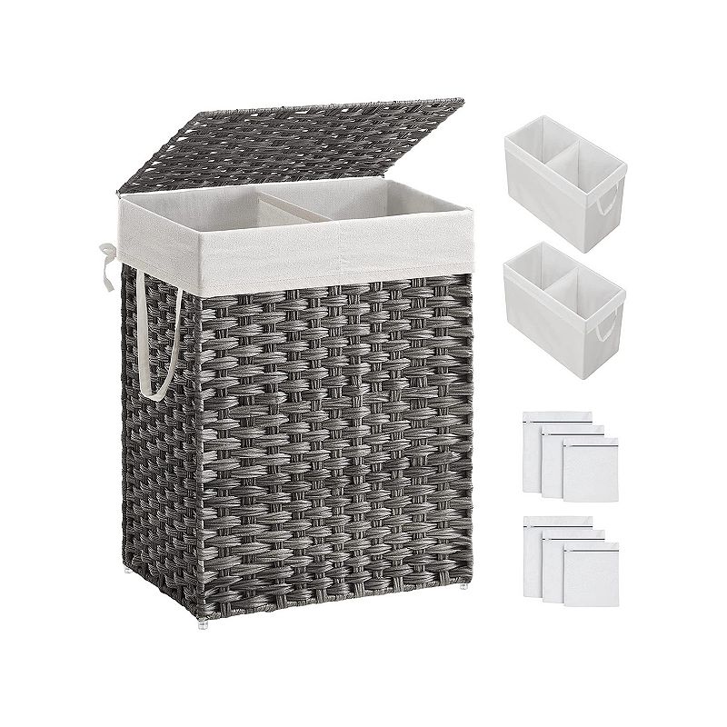 Double Laundry Hamper With Lid For Bathroom