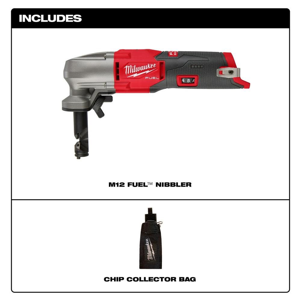 Milwaukee M12 Nibbler 16 Gauge Bare Tool Die and Die Holder Extension and Punch Bundle 2476-20KIT2 from Milwaukee