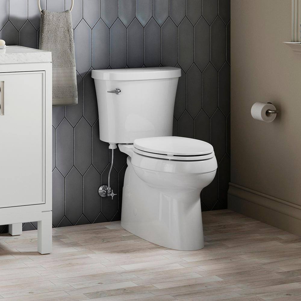 KOHLER Gleam 2-Piece Chair Height Elongated Skirted 1.28 GPF Single Flush Toilet in White with Slow Close Seat K-31674-0