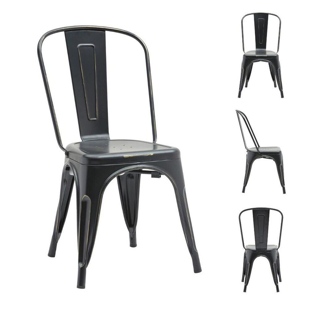 Williston (Set of 4 and 2) Indoor Outdoor Metal Stackable Dining Side Chairs