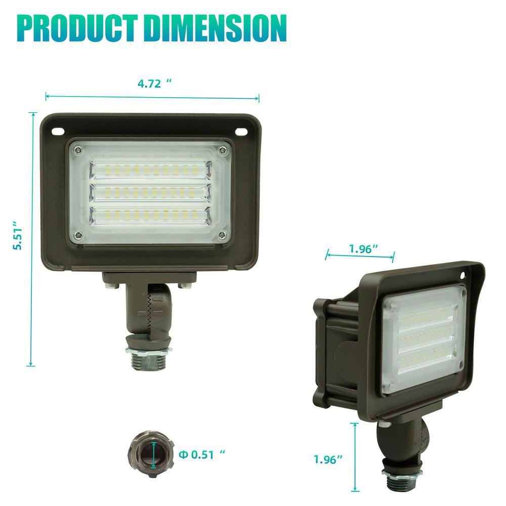 WYZM 150-Watt Equivalence 120-Degree Bronze Integrated LED Outdoor Flood Light with Photocell 5000k 4200 Lumens Dusk to Dawn FL30-D