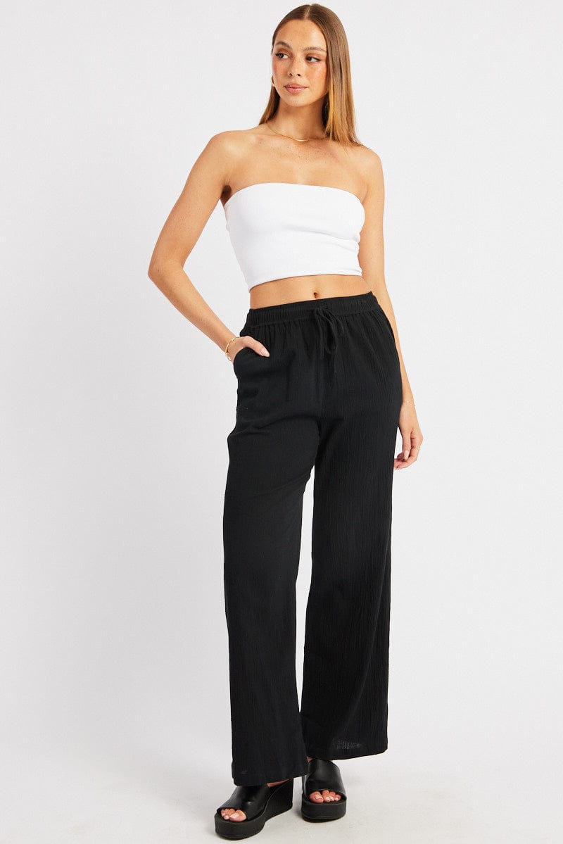 Black Wide Leg Pants High Rise