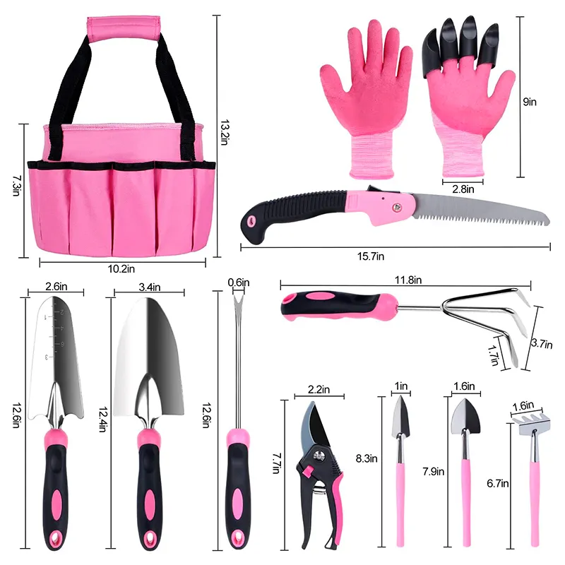 Non Slip Rubber Grip Handle Professional upgrade 7 Piece Heavy Duty Gardening tool set