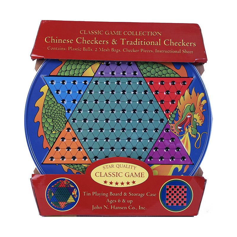 Chinese Checkers and Traditional Checkers Tin by John N. Hansen Co.