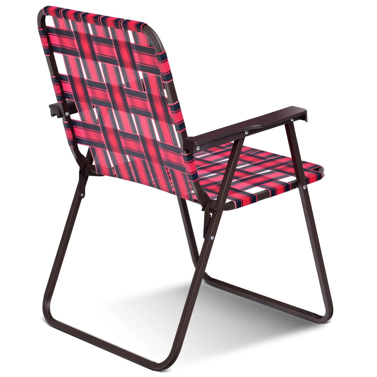 6 Pcs Folding Beach Chair and Lawn Web Chair with Armrest