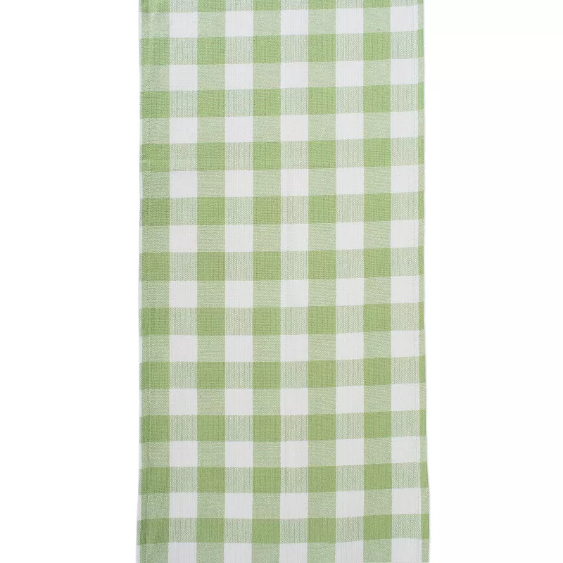 72 Green and White Checkered Fringe Rectangular Table Runner