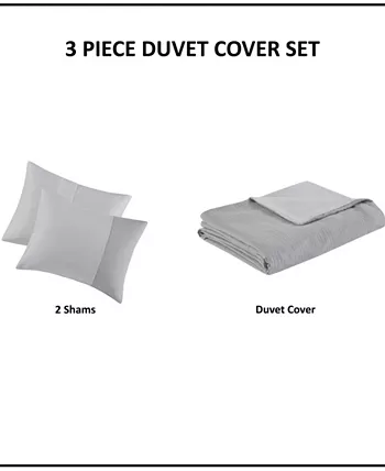 Beautyrest Miro 3 Piece Gauze Oversized Duvet Cover Set， Full Queen