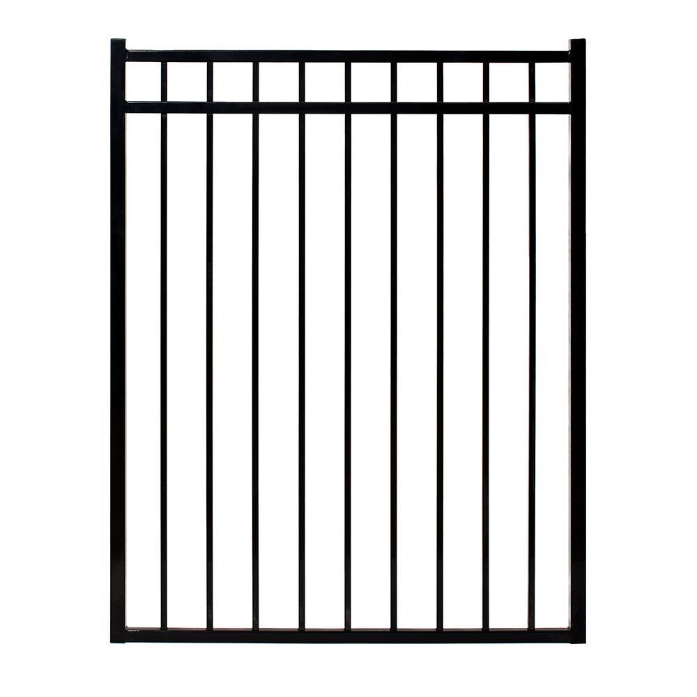 FORTRESS Versai Flat Top Design 5 ft. W x 4.5 ft. H Gloss Black Steel Fence Gate for Pool Application 713540544