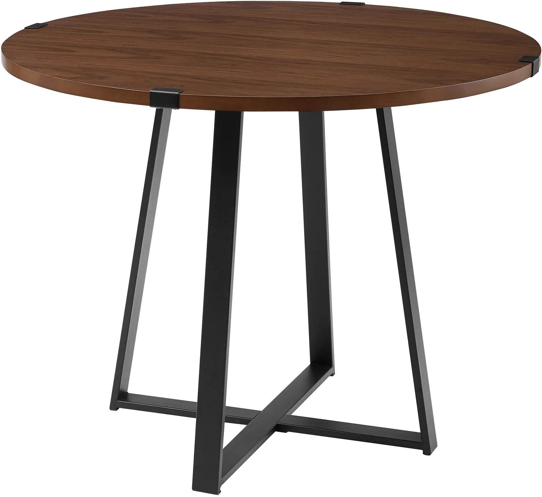 Metal Wrap Dark Walnut 40 Inch Round Dining Table - Walker Edison