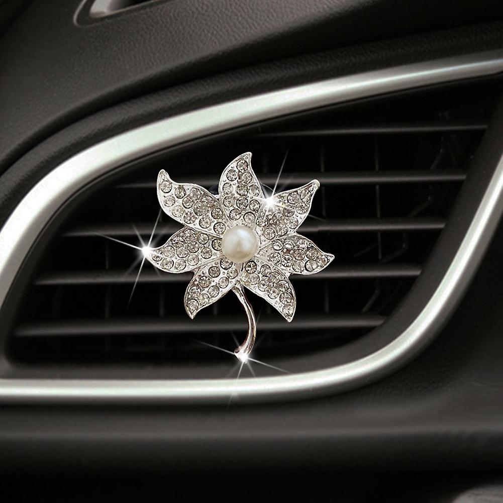 Car Air Outlet Fragrance Clip With Diamond Bling Vent Decorations Air Freshener Air Outlet Clip Accessories For Car Bedroom Study Bathroom Office Silv