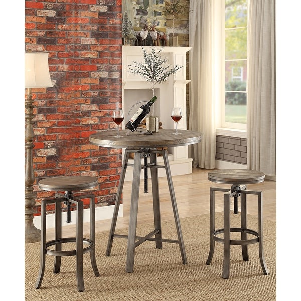 Emil Industrial Medium Walnut Adjustable Bar Stools (Set of 2)