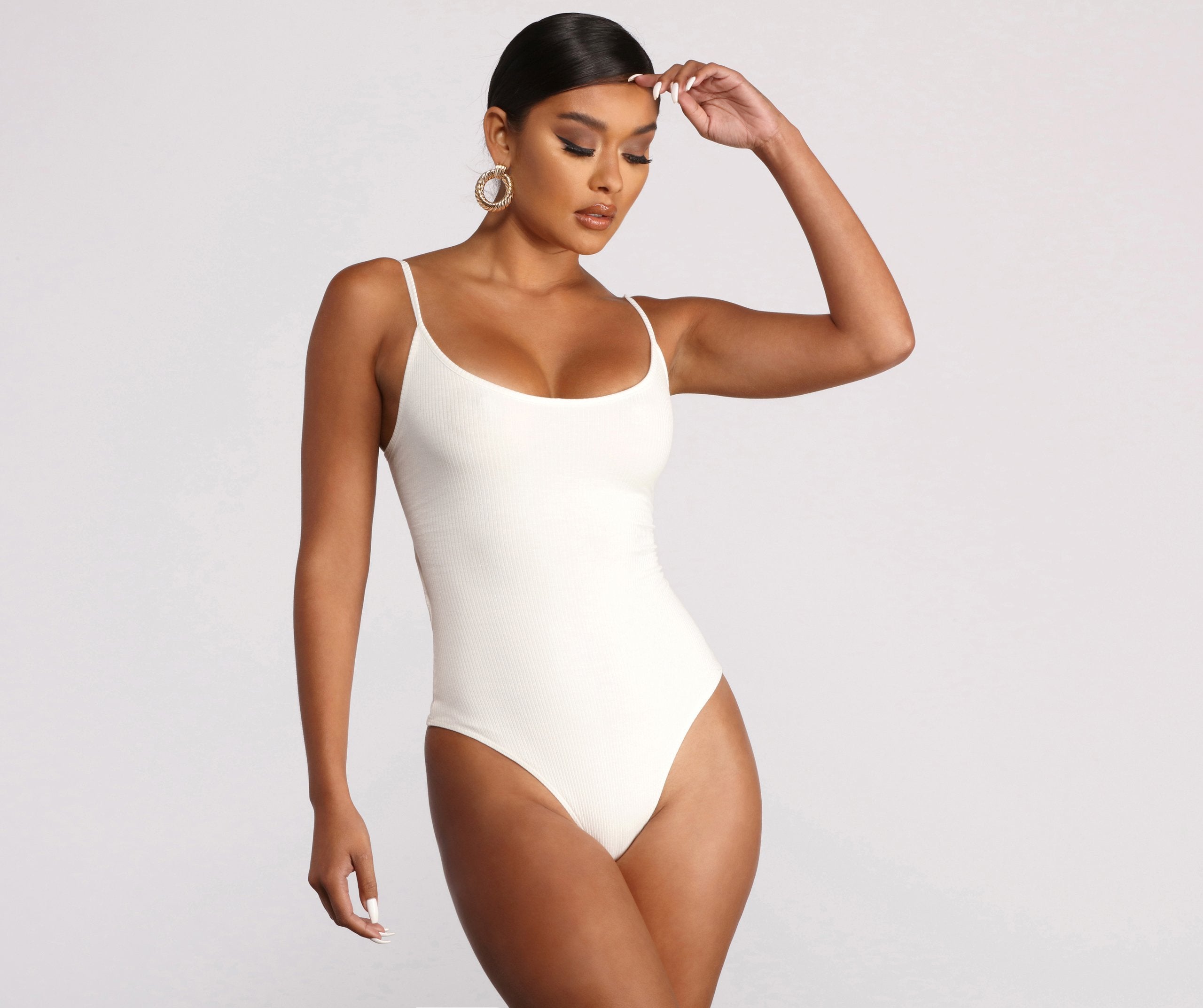 Basic Sleeveless Strappy Back Ribbed Knit Bodysuit