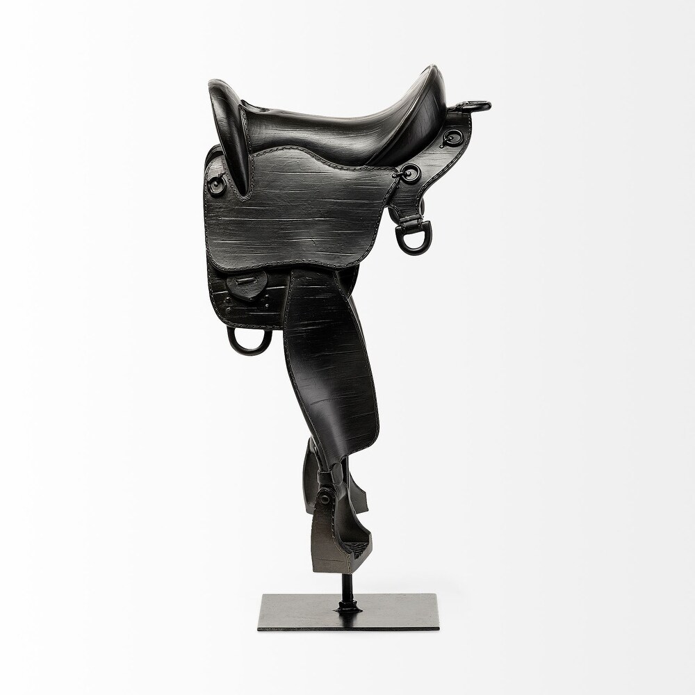 Black Horse Saddle Sculpture