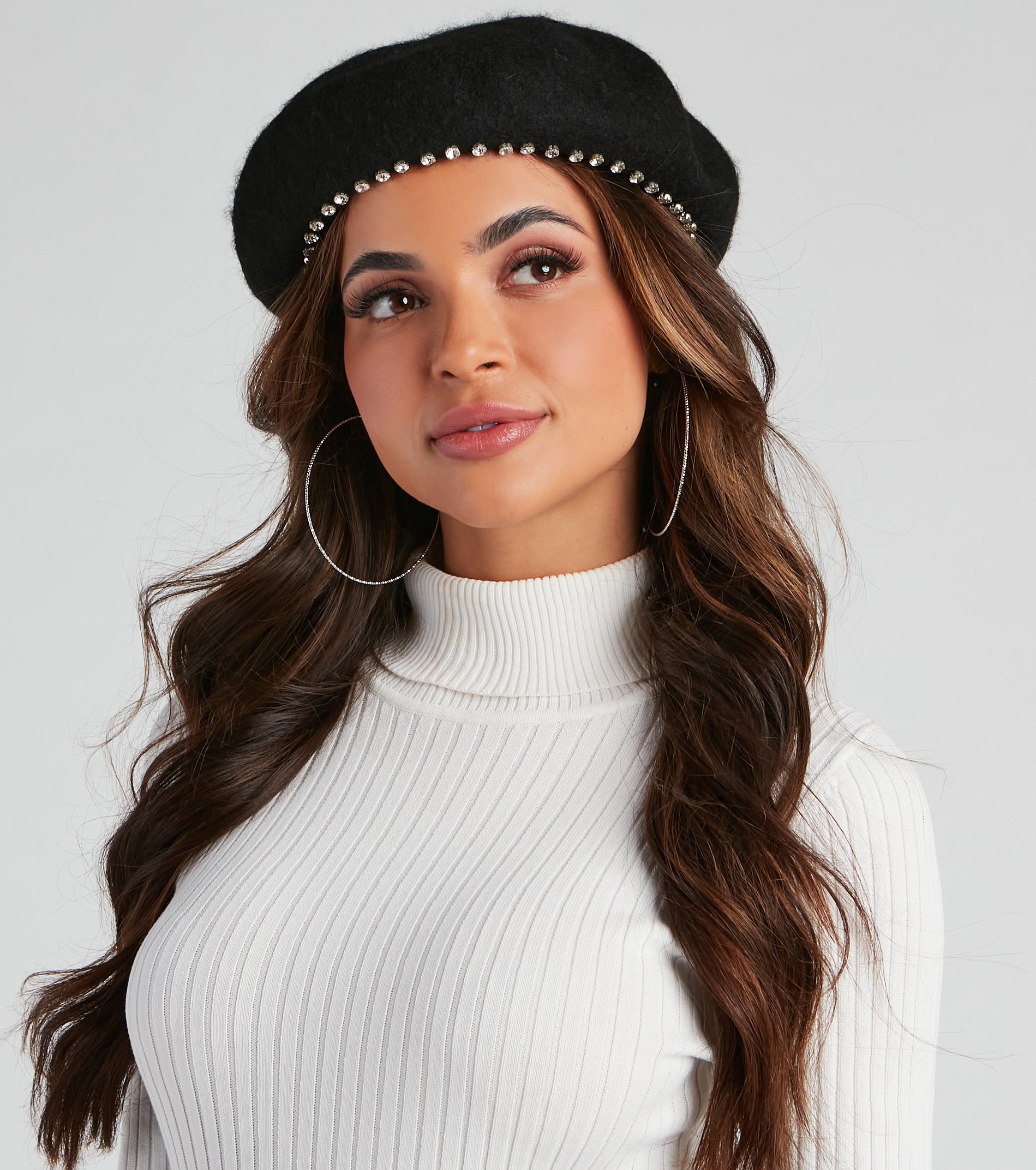 Modern Girl Rhinestone Trim Beret