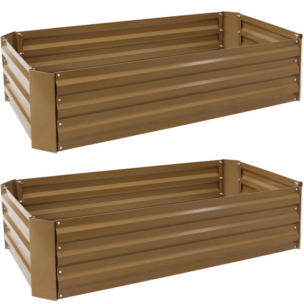 Sunnydaze Decor 48 in. Brown Rectangular Galvanized Steel Raised Beds (2-Pack) HB-529-2PK