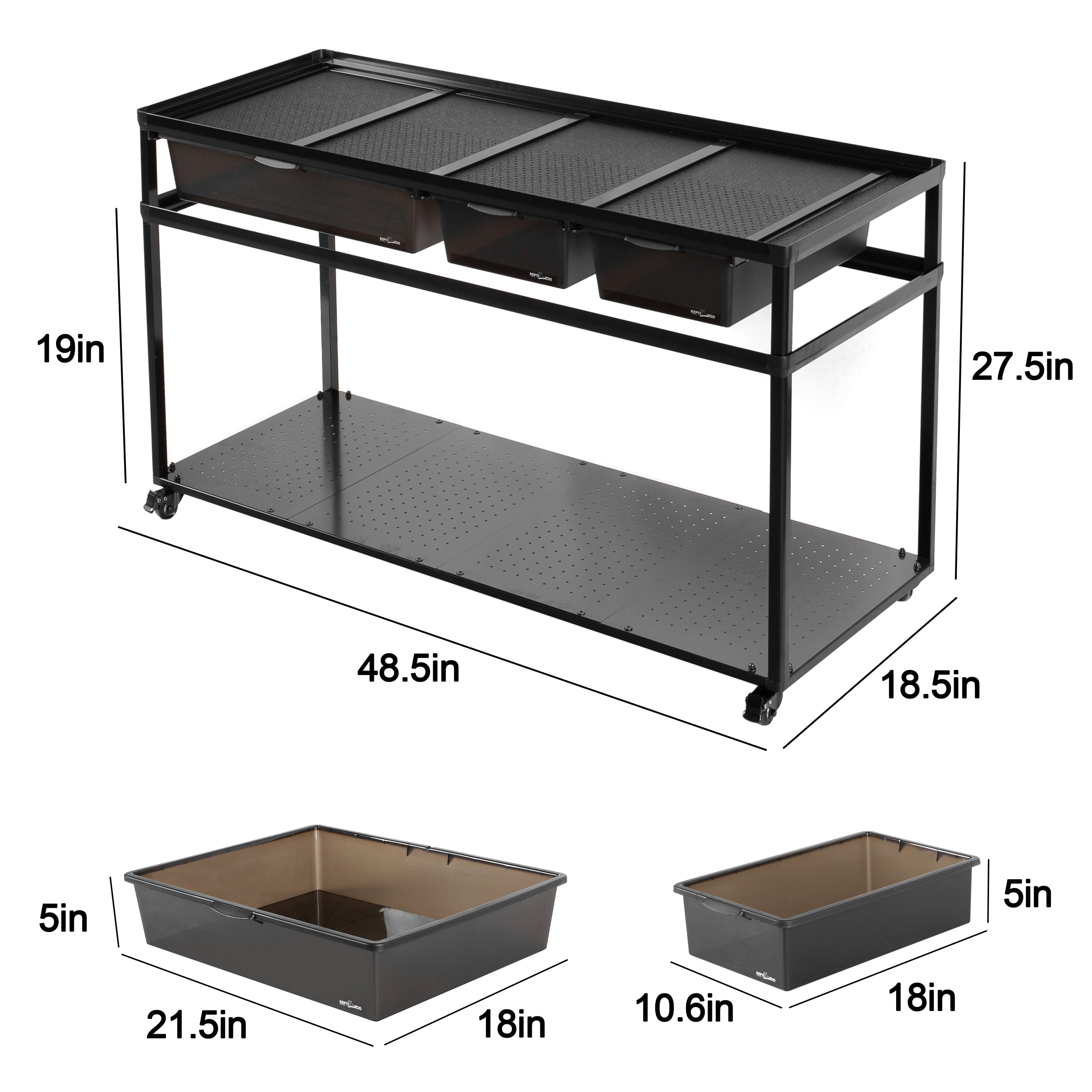 REPTIZOO 48 inch Terrarium Cabinet with Breeding Boxes， Stackable Breeding Rack with Rolling Wheels Fits