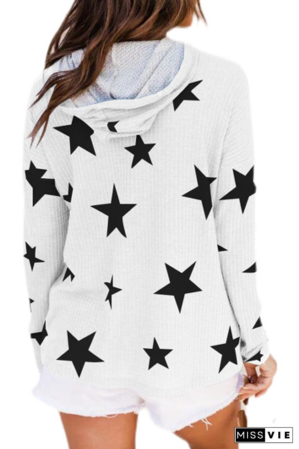 Stars Print Pocket Hoodies Women Wholesale