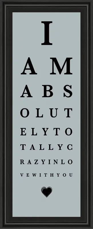 I Am Crazy in Love with You Framed Eye Chart Wall Decor