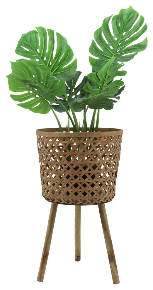 S/3 Bamboo Planters 11/13/15 quotNatural  Net Pattern   Tropical   Outdoor Pots And Planters   by Kolibri Decor  Houzz