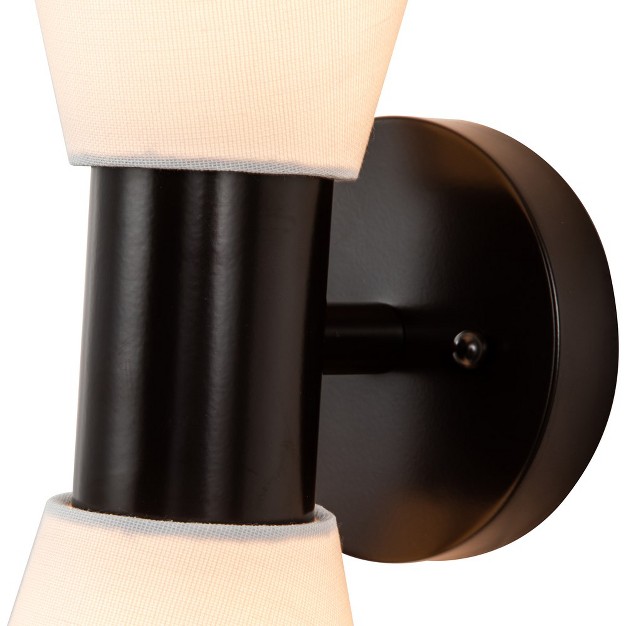 C Cattleya 2 light Oil rubbed Bronze Indoor Wall Sconce With Hourglass Linen Shade