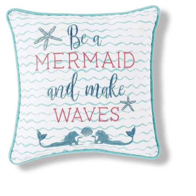 X 10 quot Make Waves Mermaid Embroidered Throw Pillow